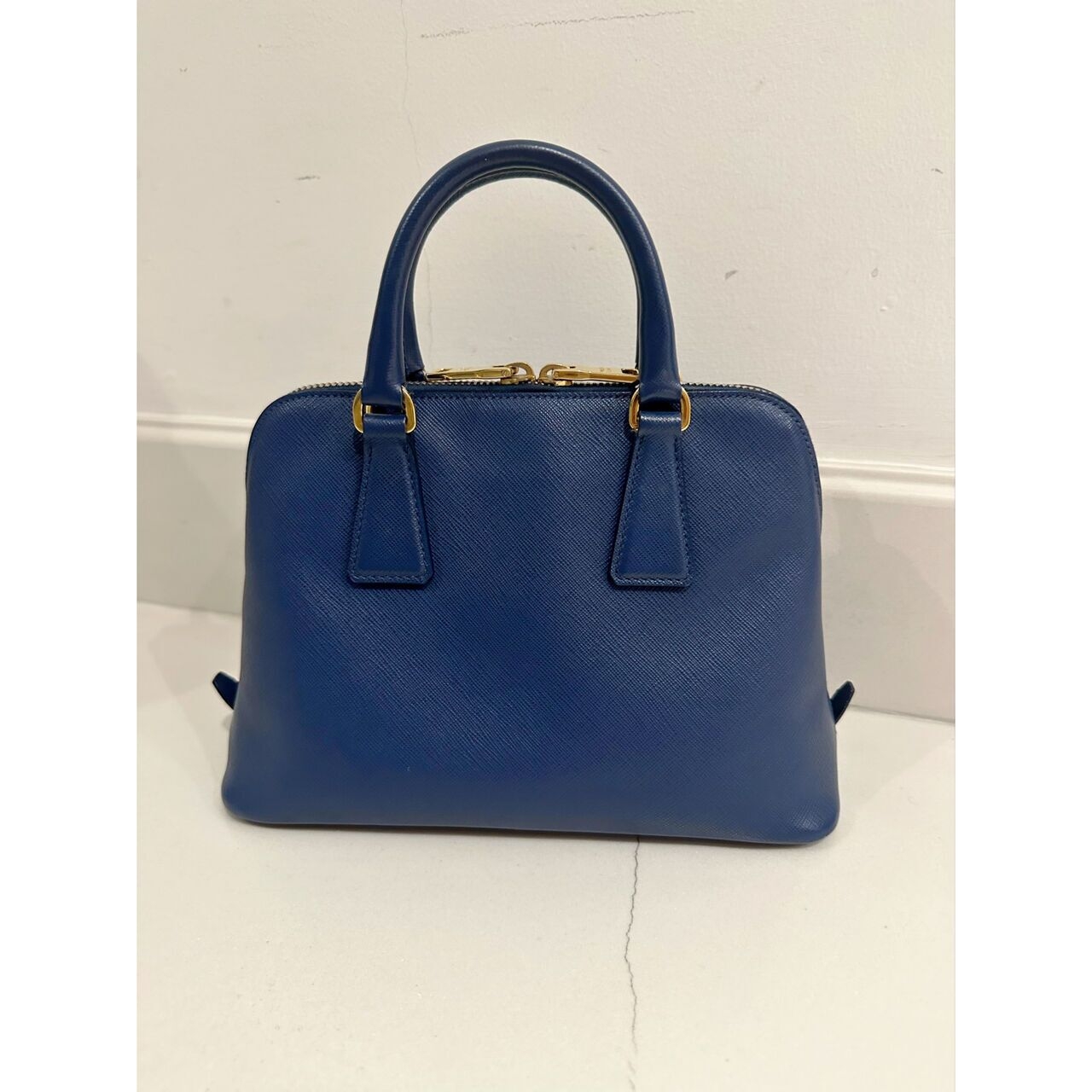 Prada Saffiano Lux Promenade Small Bluette GHW Handbag