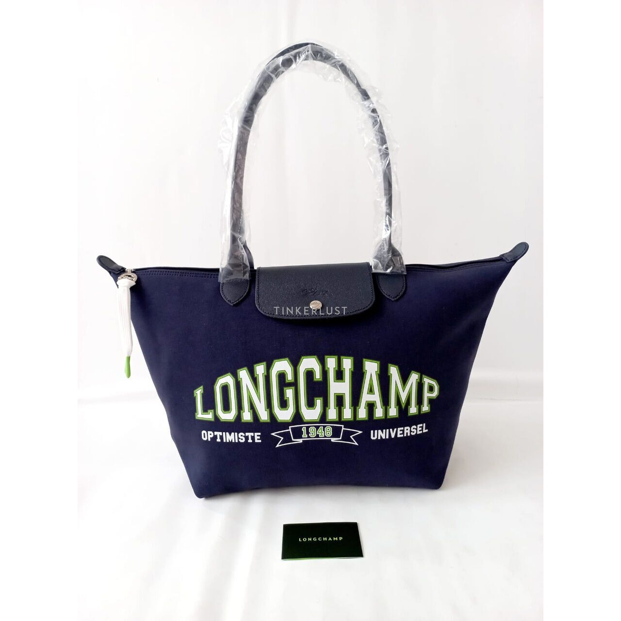 Longchamp Le Pliage University Small Long Handle Navy Tote Bag