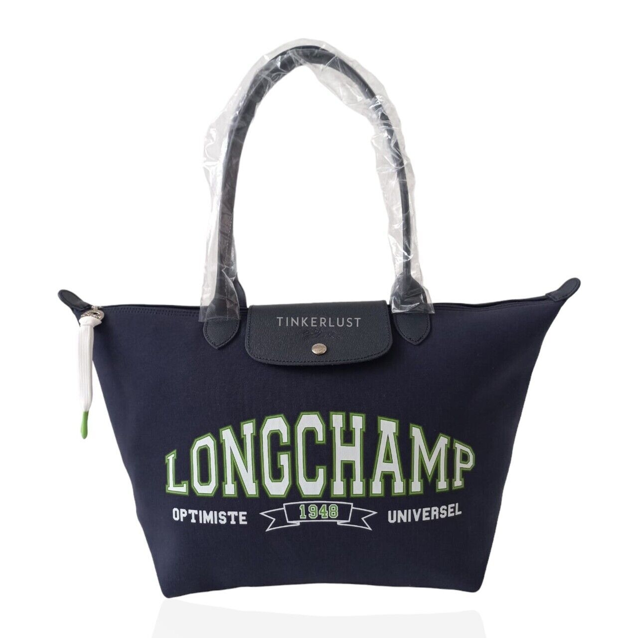 Longchamp Le Pliage University Small Long Handle Navy Tote Bag