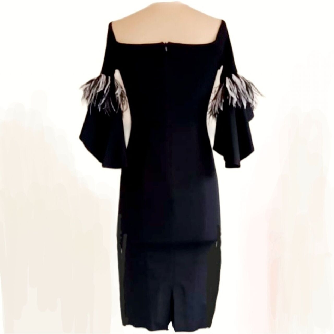 Coast Black Feather Off Shoulder Mini Dress