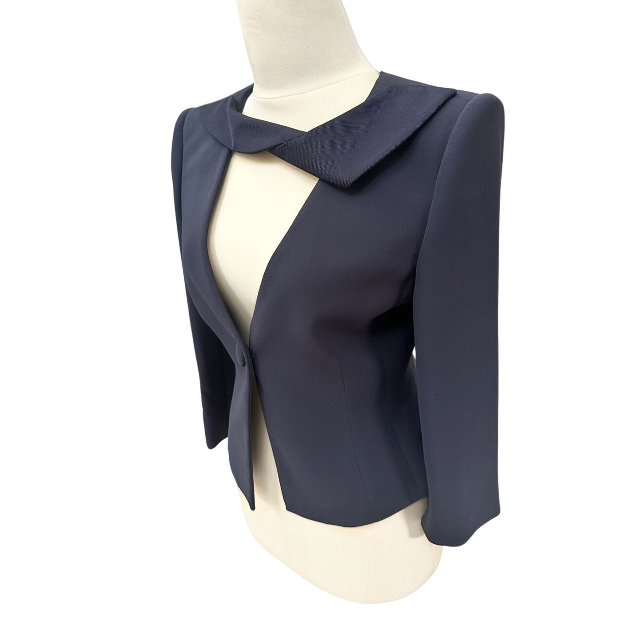 Giorgio Armani Navy Silk Suit Set Blazer & Pants Two Piece