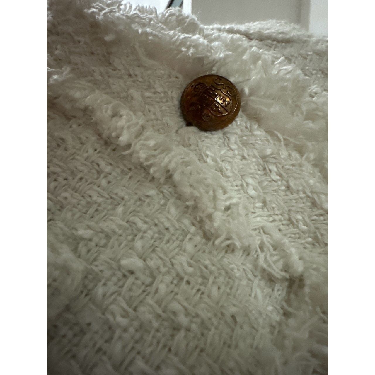 Zara Broken White Tweed Wool Vest 