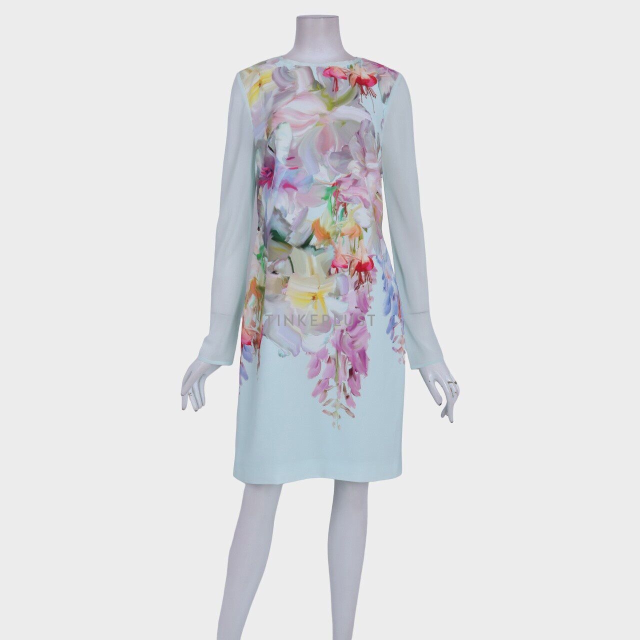 Ted Baker Shivani Long Sleeve Floral Mint Mini Dress