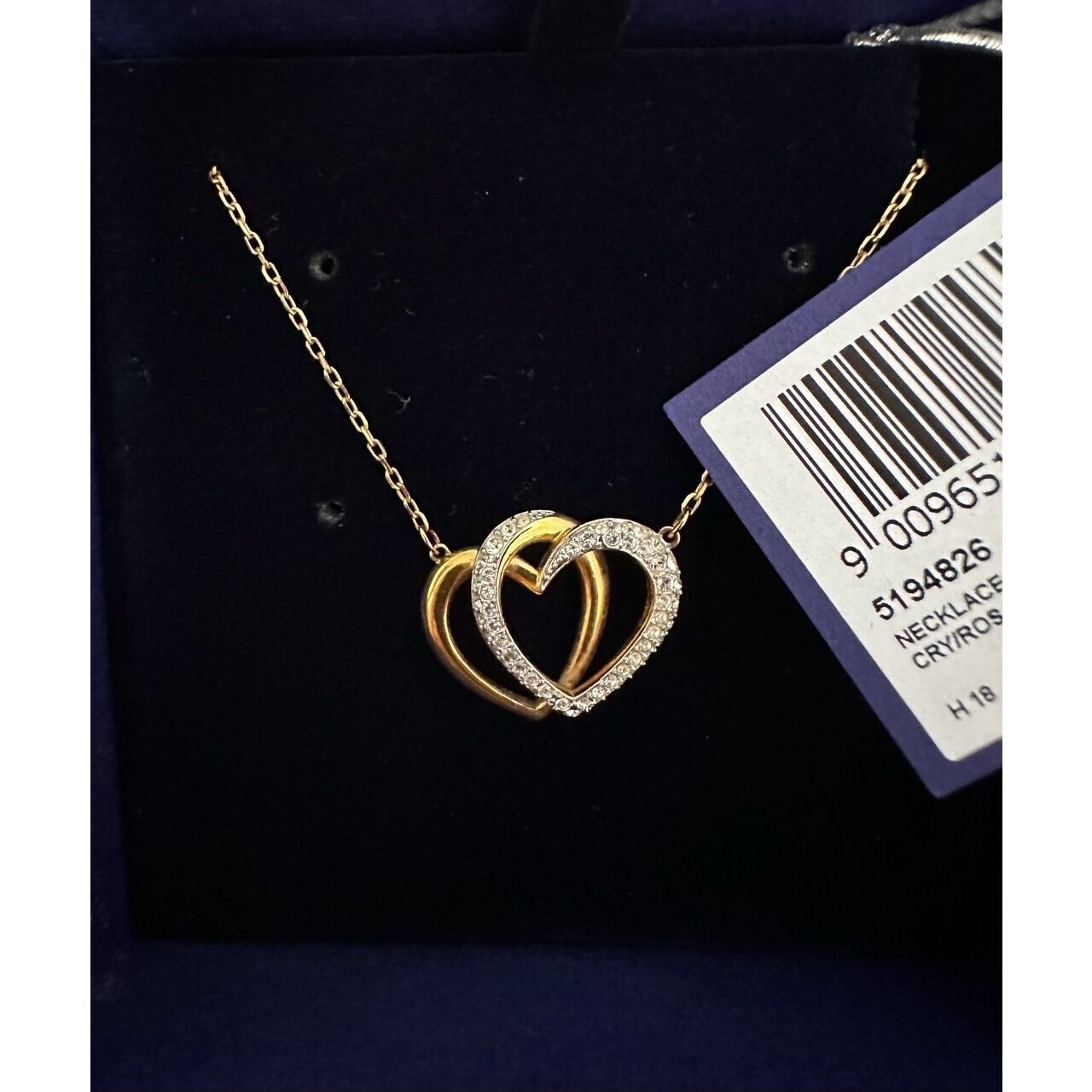 Swarovski Gold Perhiasan / Necklace Heart Couple 