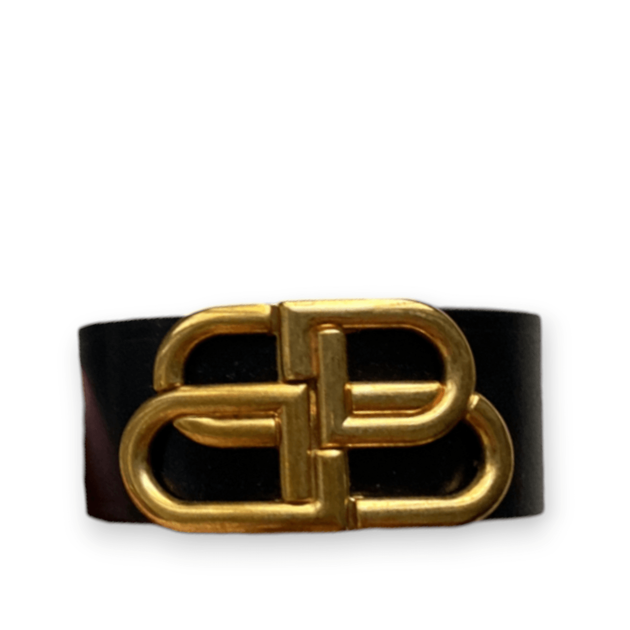 Balenciaga BB Logo Black Leather GHW Bracelet