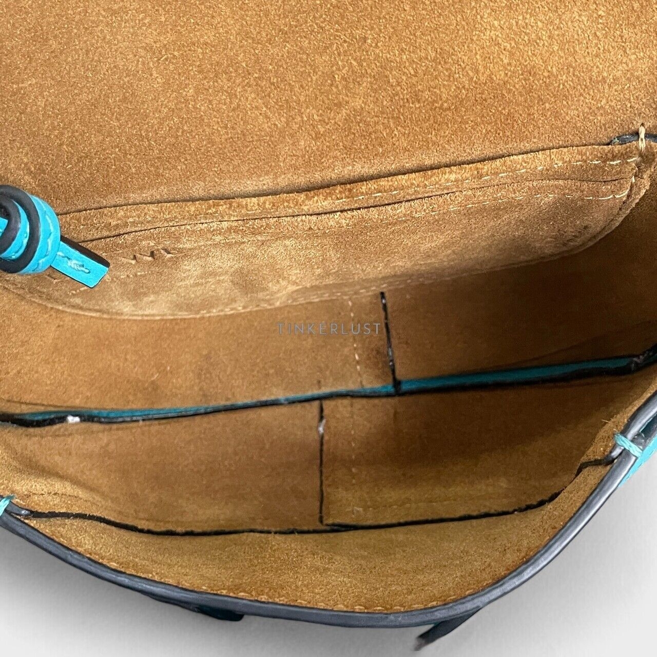 Loewe Mini Gate Blue Grained Calfskin Crossbody Bag