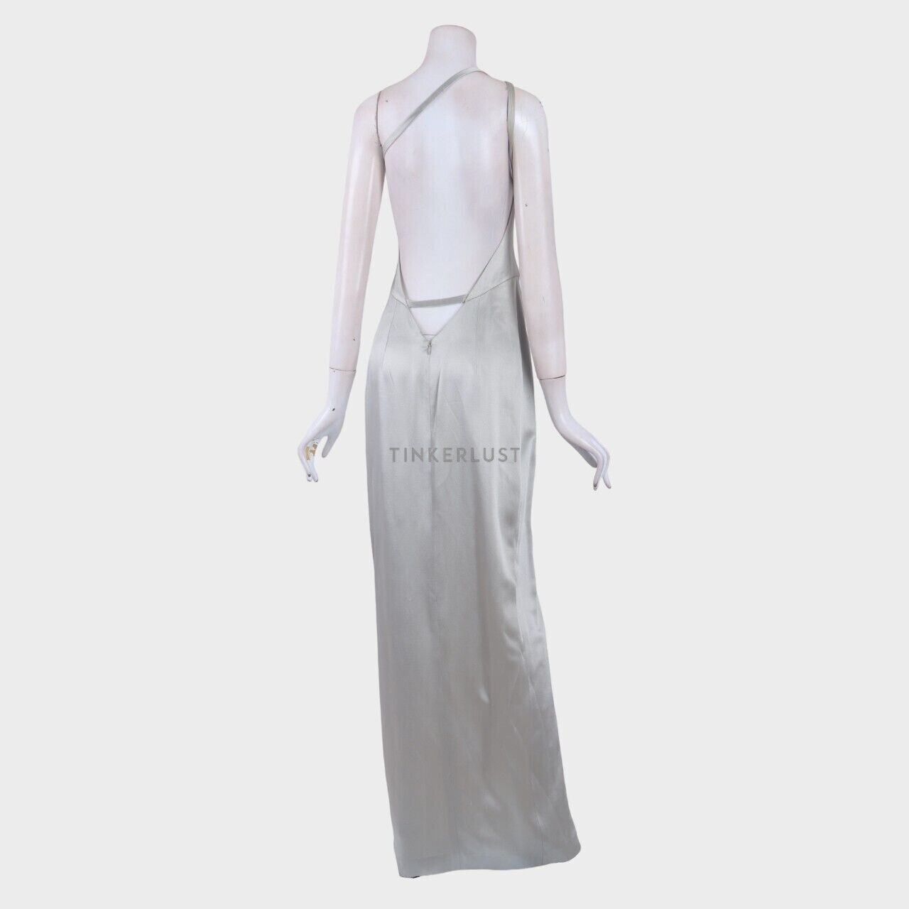 Stellarissa Sleeveless Slit Grey Satin Long Dress