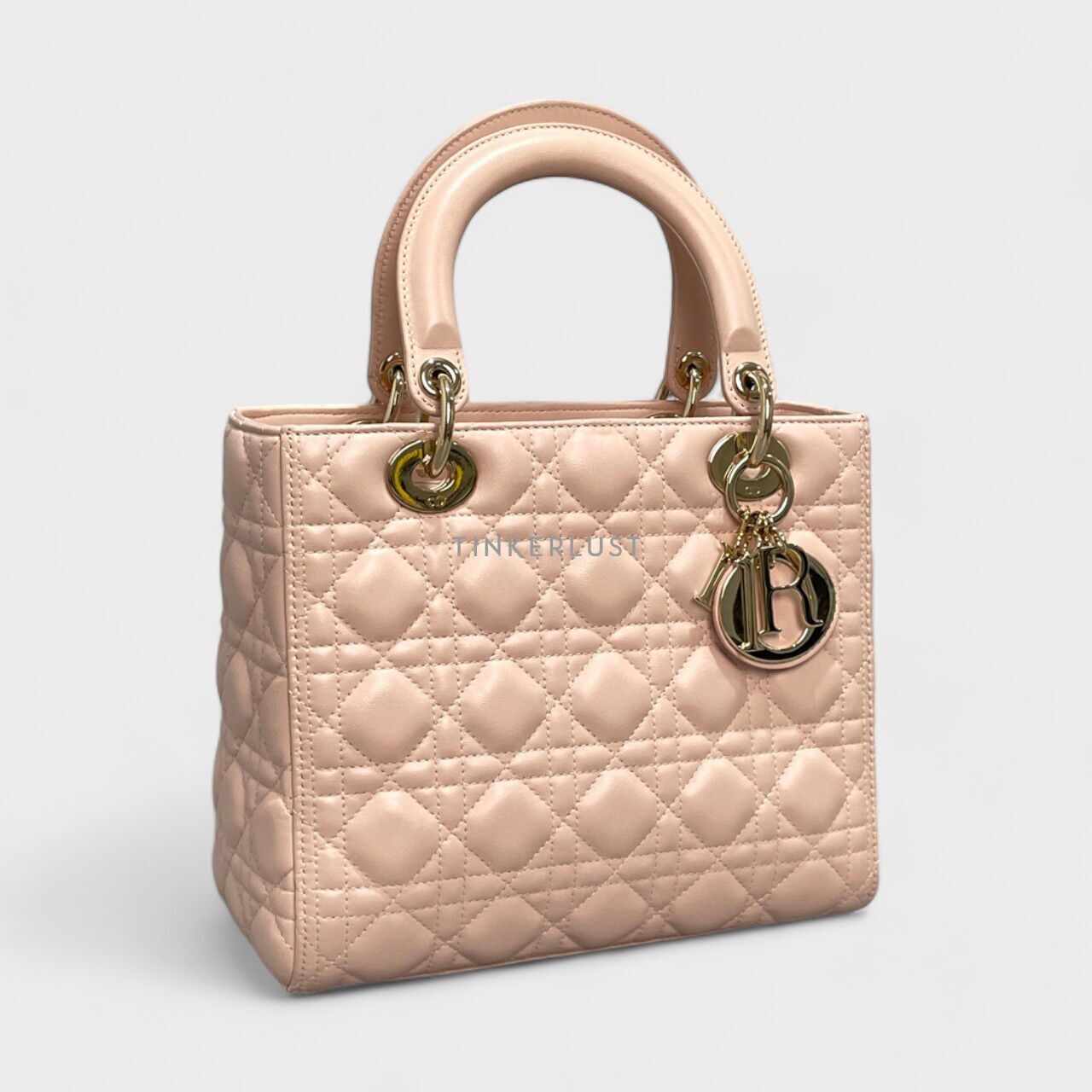 Christian Dior Lady Dior Medium Pink GHW Satchel Bag