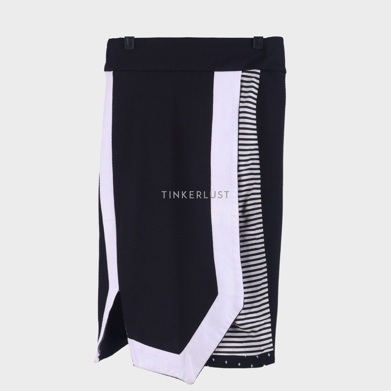 Oline Workrobe Black & White Stripes Midi Skirt