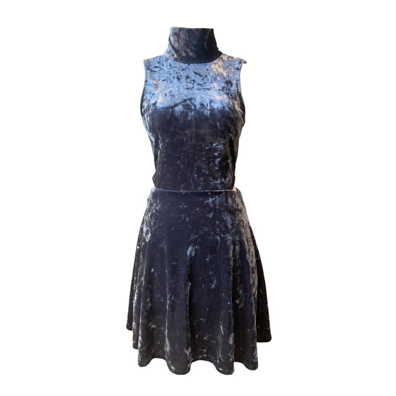 Topshop Dark Grey Velvet Mini Cut Out Dress