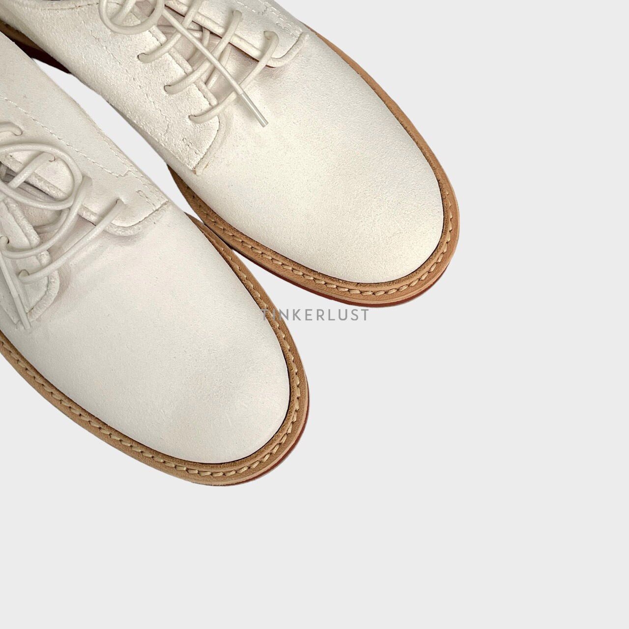 Celine Crosta White Suede Oxford Shoes