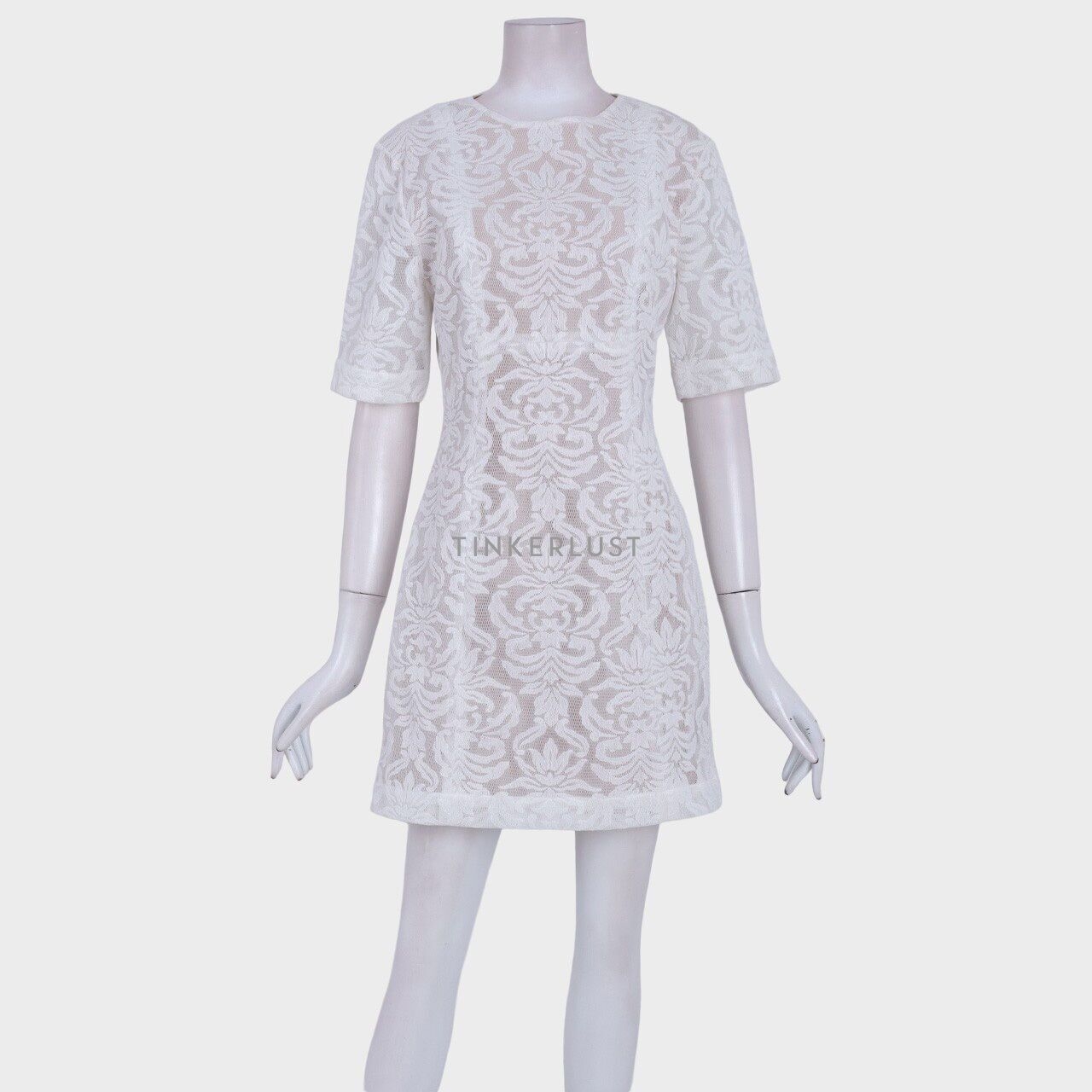 BCBG Max Azria Ceara Widesleeve Lace White Mini Dress