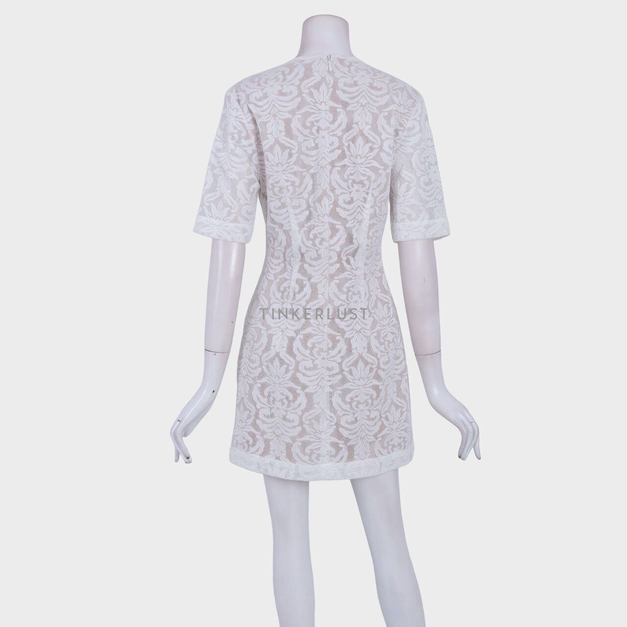 BCBG Max Azria Ceara Widesleeve Lace White Mini Dress