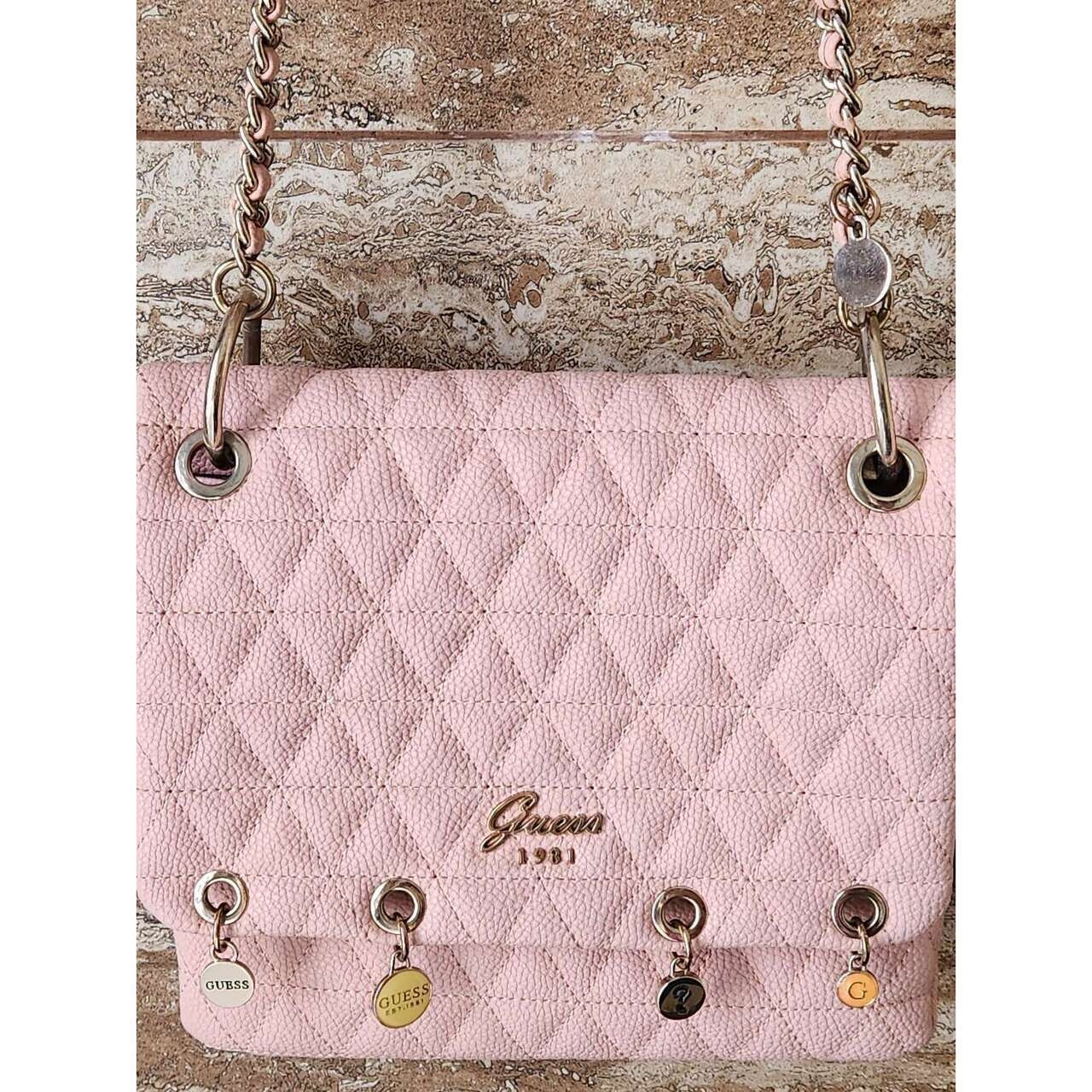 Guess Collection Dusty Pink Plaid Sling Bag