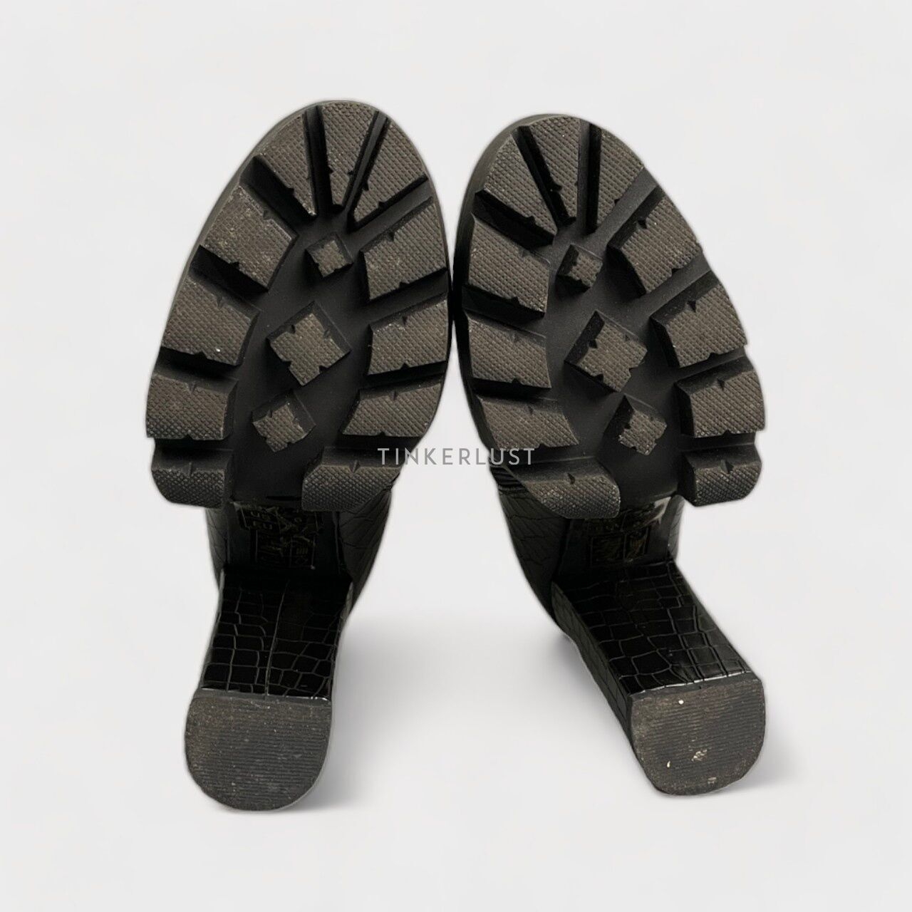 London Rag Croc Print Black Heel Boots