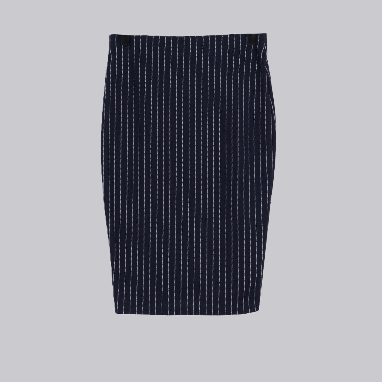 Valley Girl Navy & White Stripes Midi Skirt