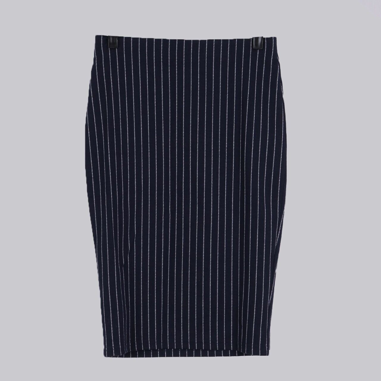 Valley Girl Navy & White Stripes Midi Skirt