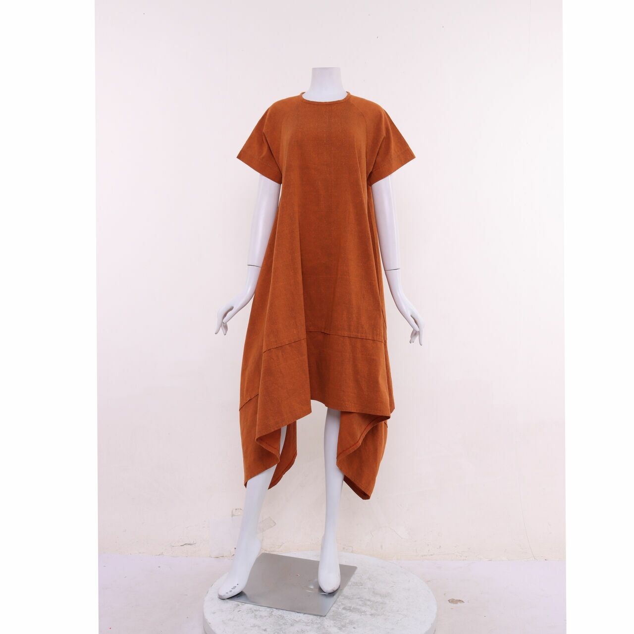 Oemah Etnik Orange Weaving Midi Dress