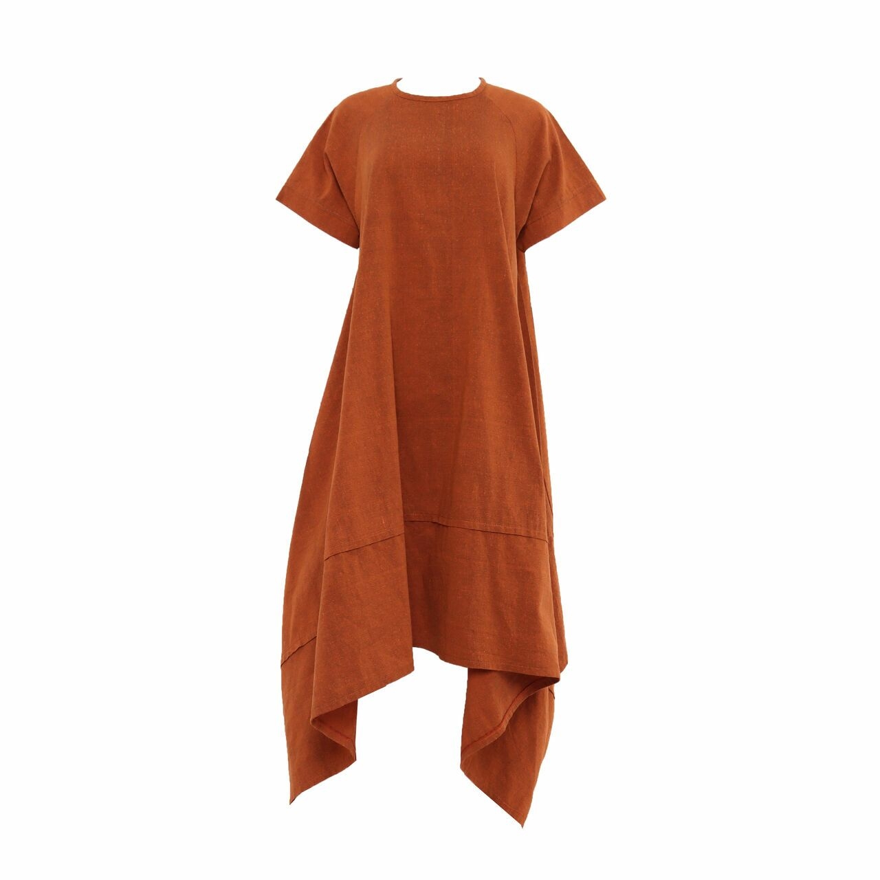 Oemah Etnik Orange Weaving Midi Dress