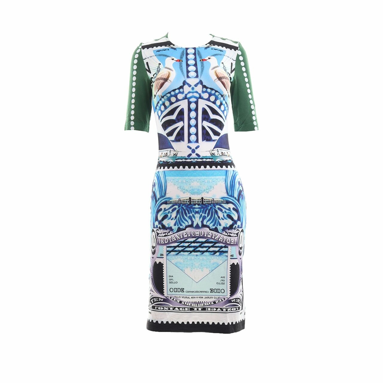 Mary Katrantzou Blue/Green Multi-Pattern Mini Dress