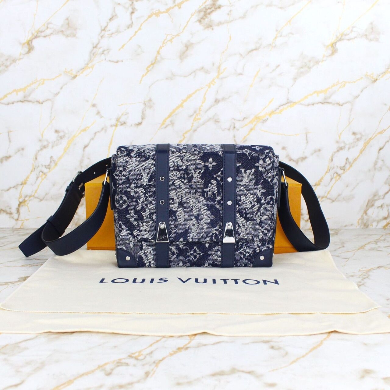 Louis Vuitton Monogram Tapestry Trunk Messenger Sling Bag