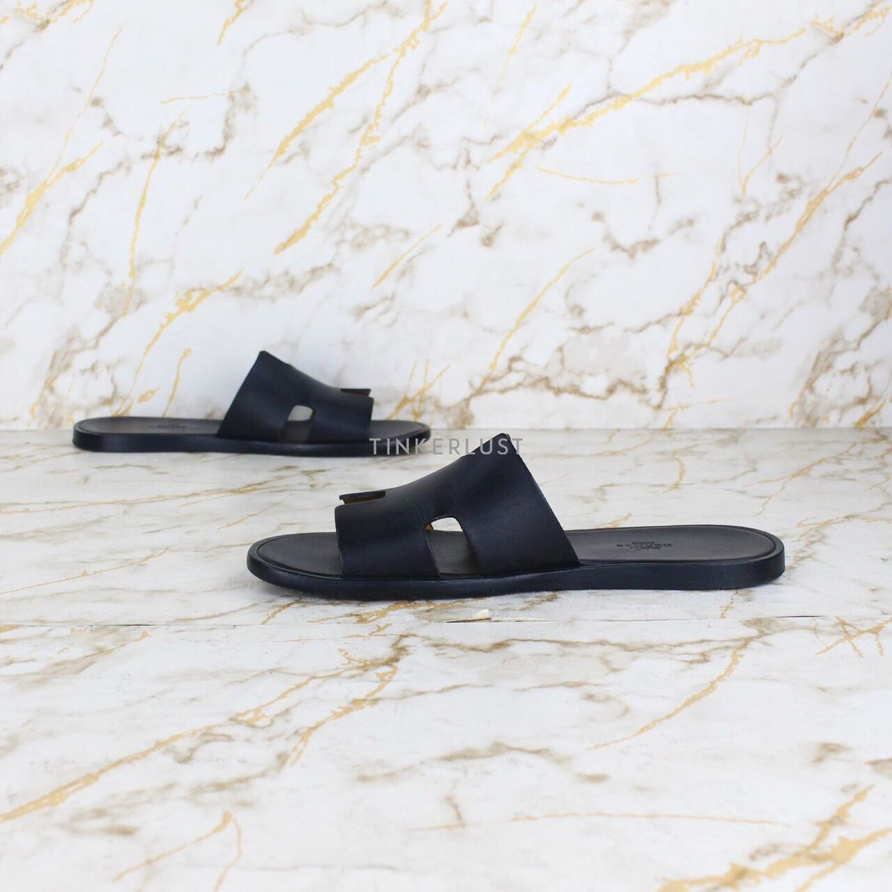 Hermes Izmir Slide Black Sandals