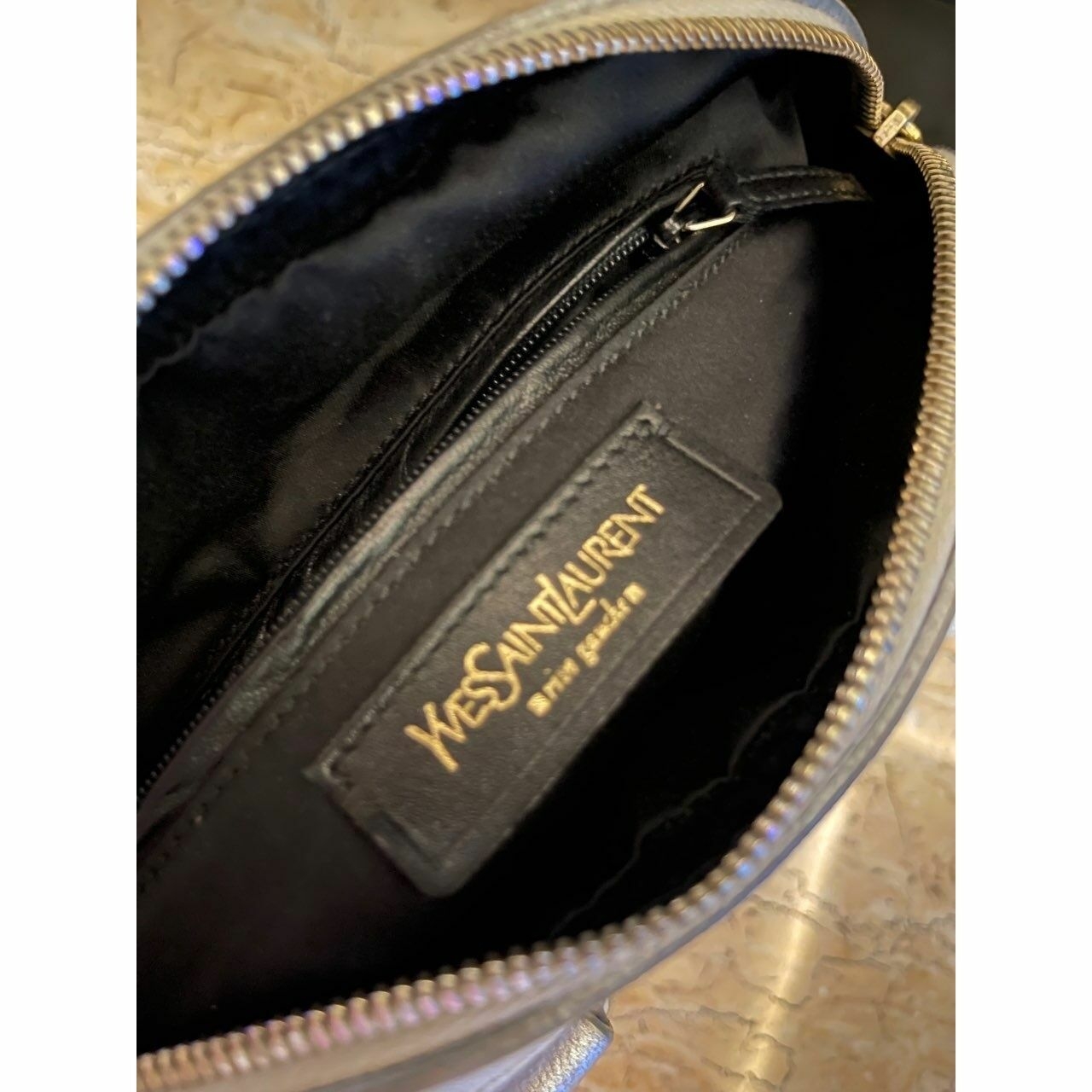 Yves Saint Laurent Leather Muse Metallic Silver Handbag