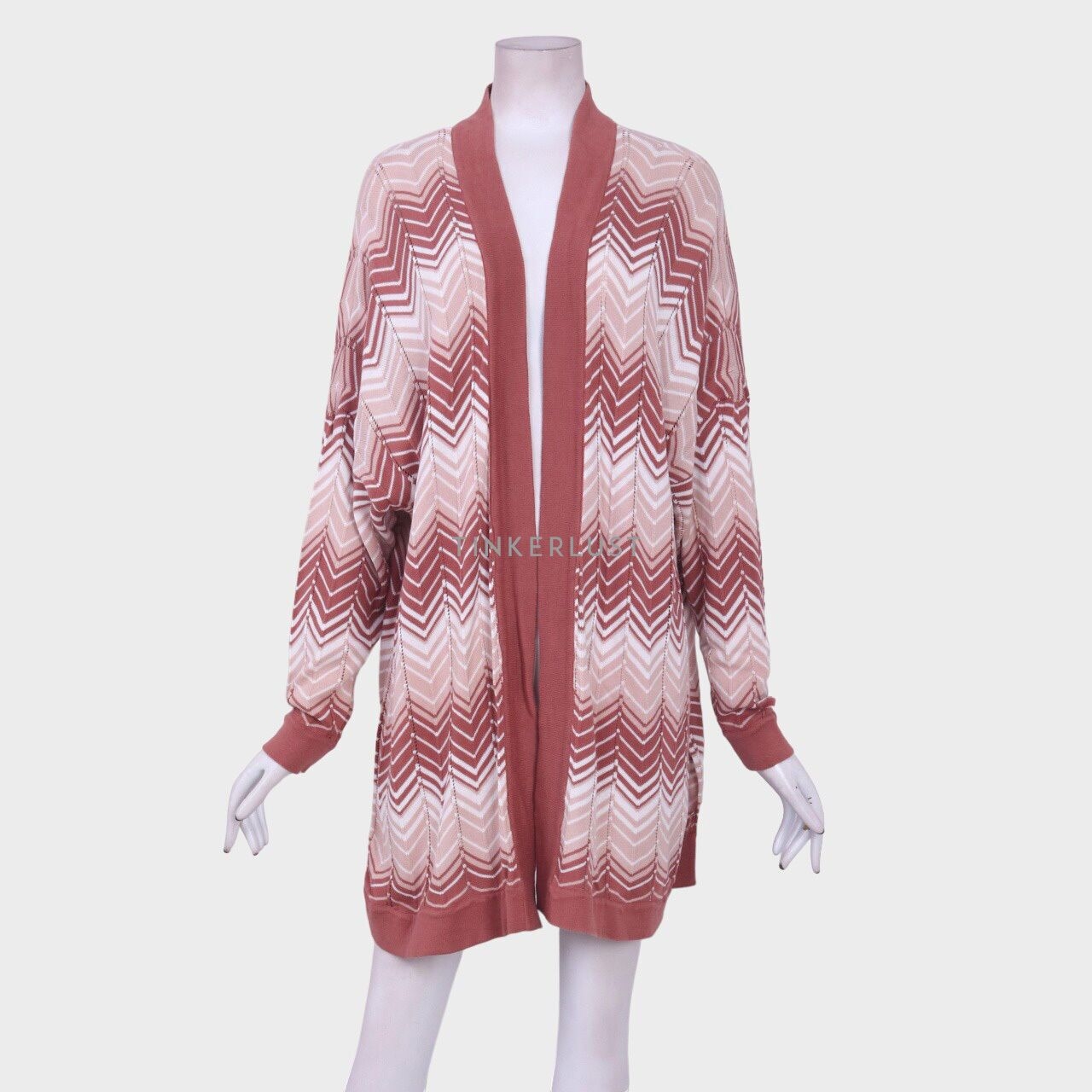 Duma White & Dusty Pink Pattern Kimono
