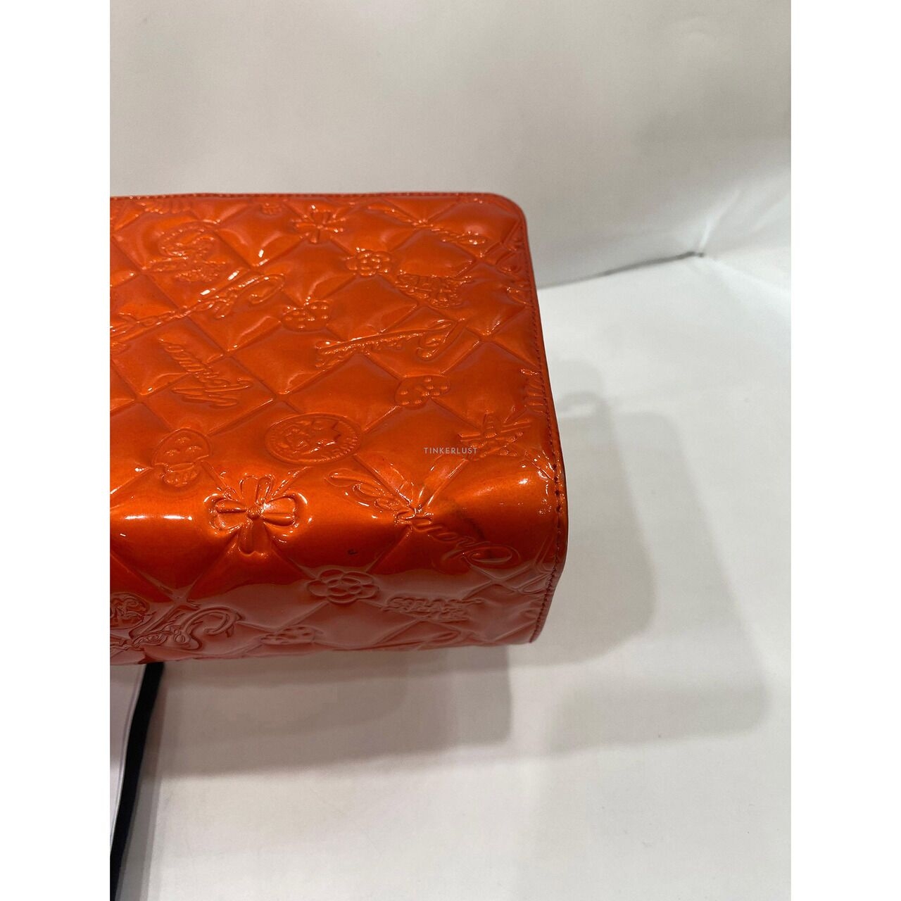 Chanel CC Lucky Symbols Pochette Orange Embossed Patent Leather #11 SHW Shoulder Bag