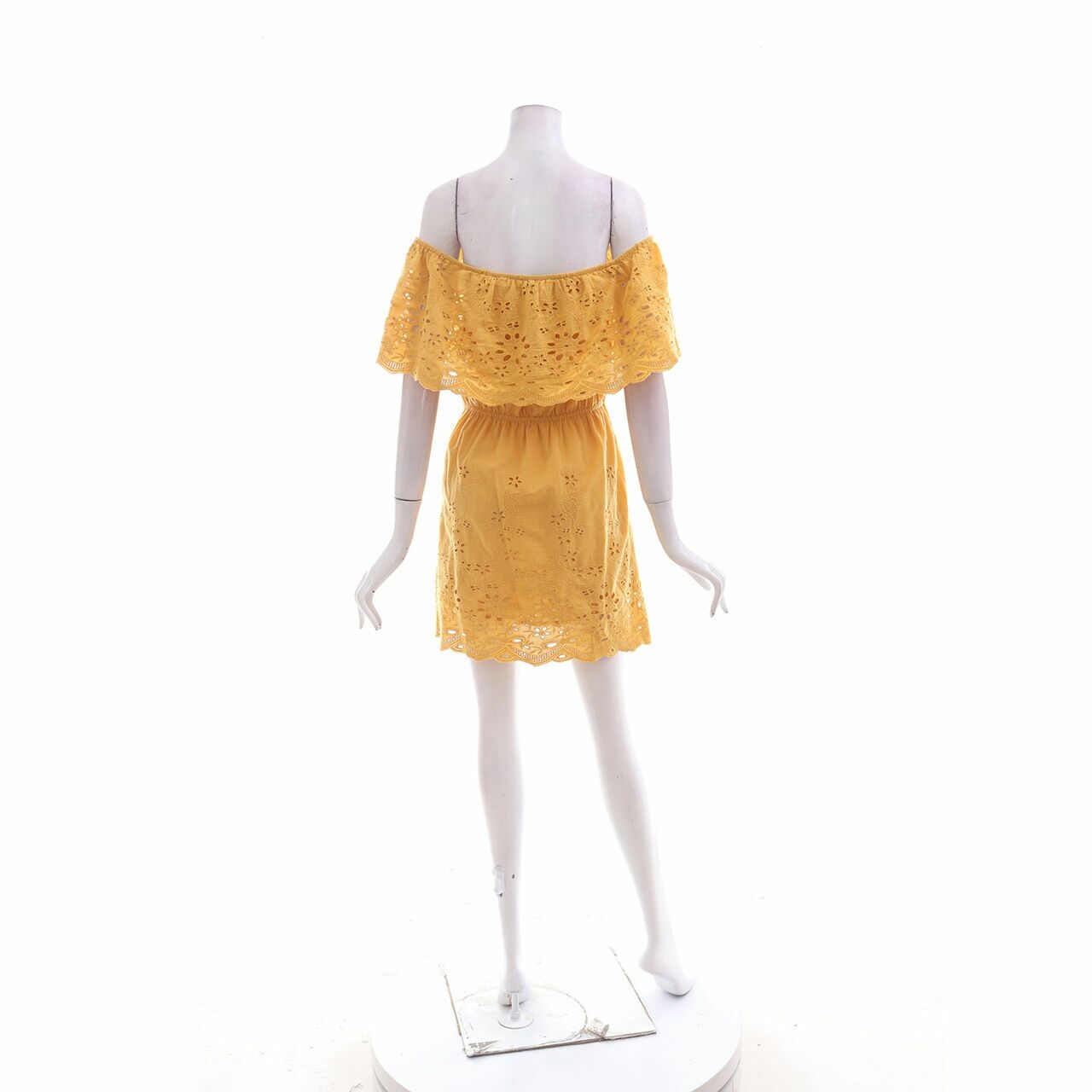 Tobi Mustard Perforated Mini Dress