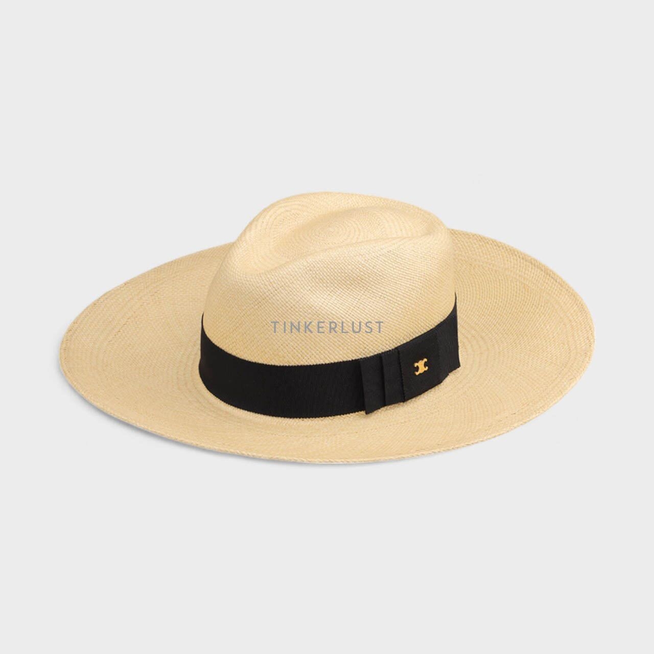 Celine Women Straw Panama Hat in Natural with Triomphe Signature