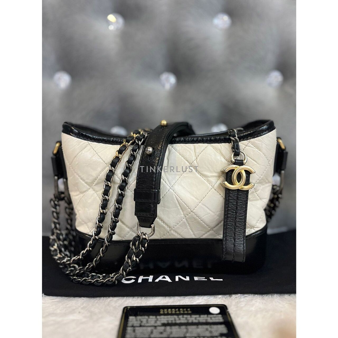 Chanel Gabrielle Small Black & White Calfskin #25 Shoulder Bag