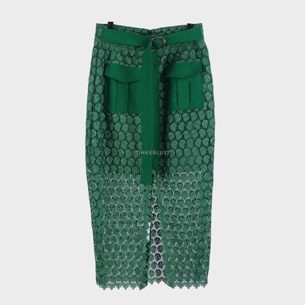 Maryalle Green Lace Slit Maxi Skirt