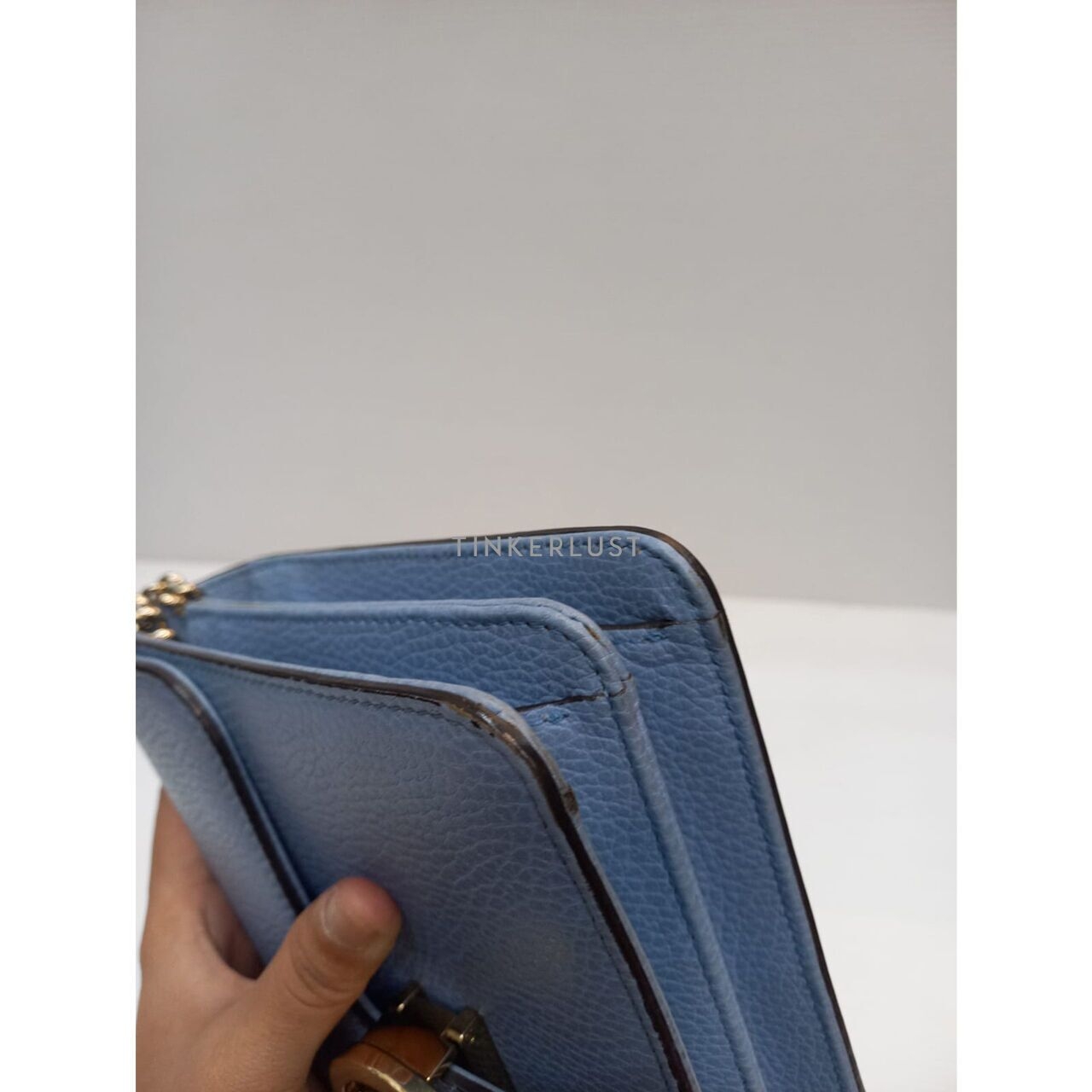 Gucci GG Interlocking Small Grained Blue GHW Sling Bag