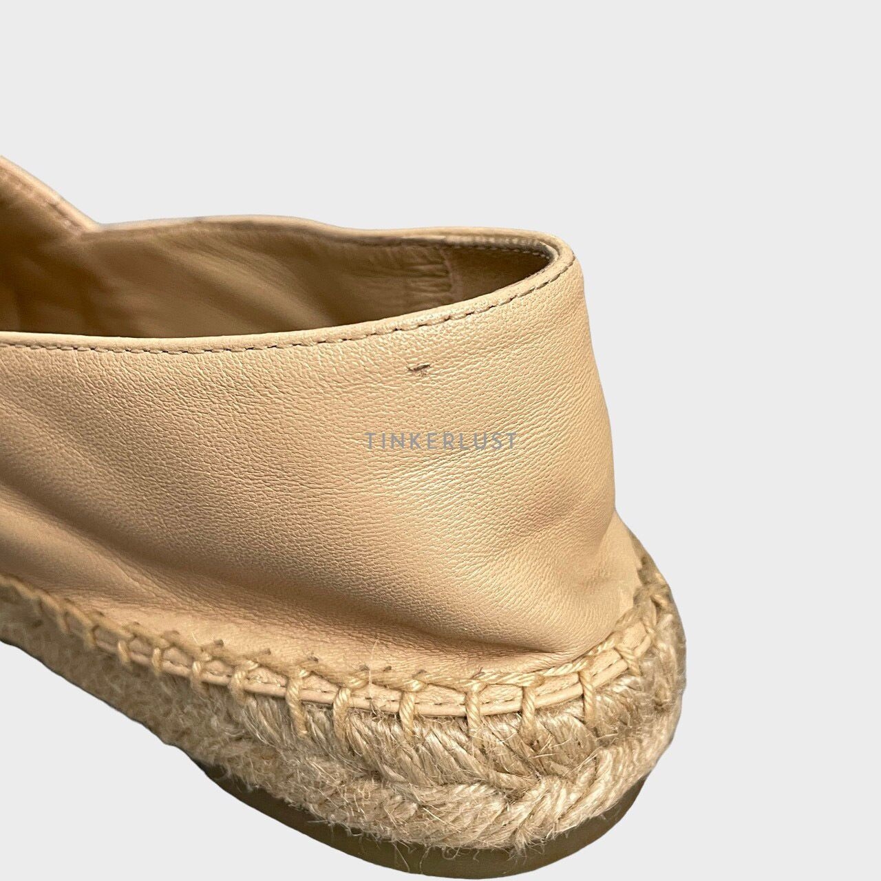 Chanel Beige Leather CC Quilted Espadrilles Flats