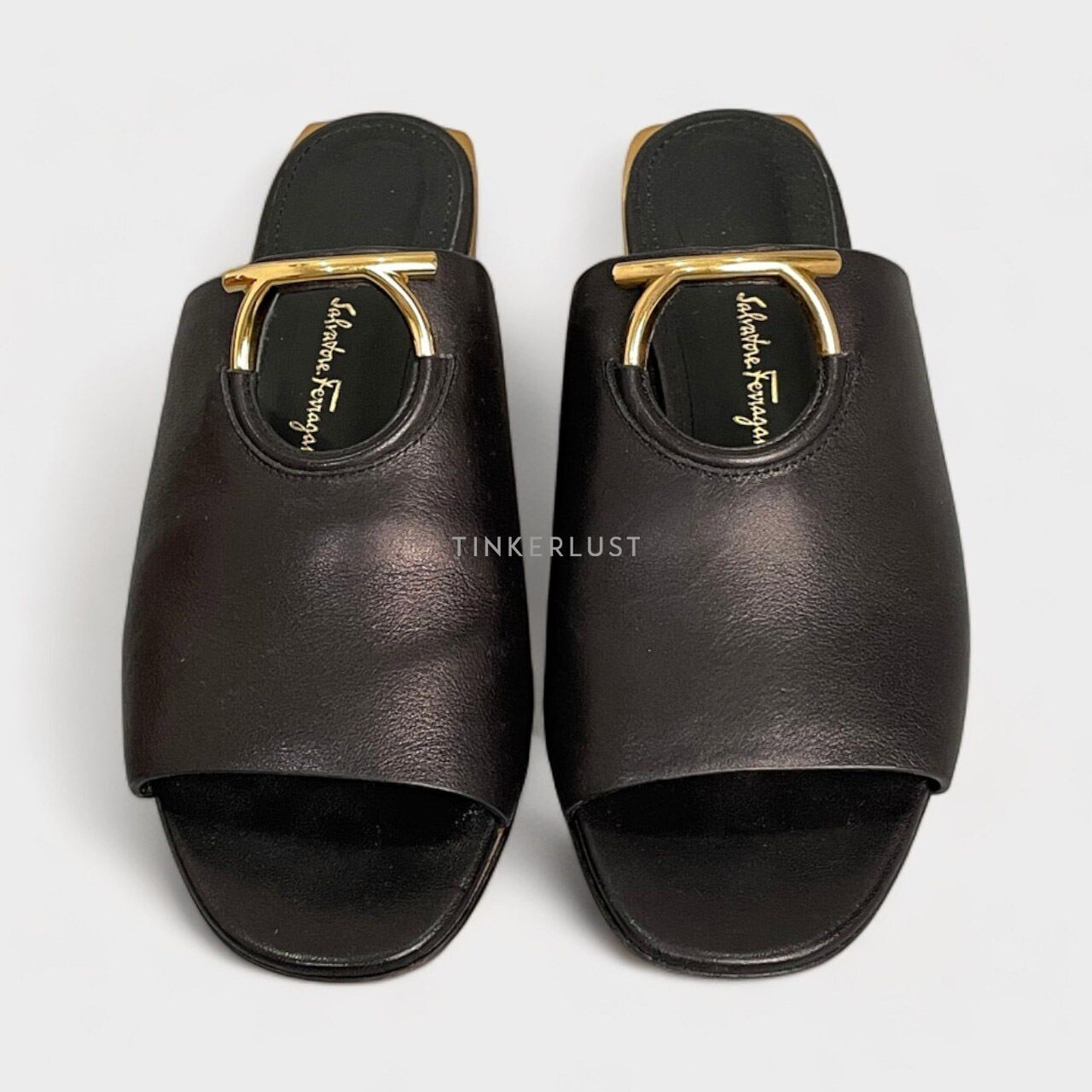 Salvatore Ferragamo Laino Lace Up Black Leather Sandals