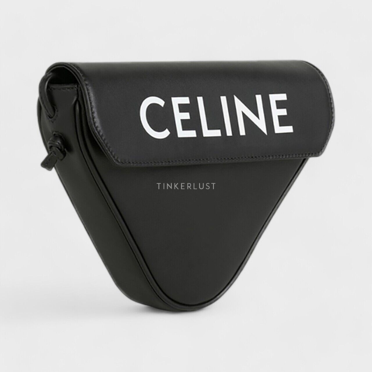 Celine Triangle in Black Smooth Calfskin with Celine Print Sling Bag