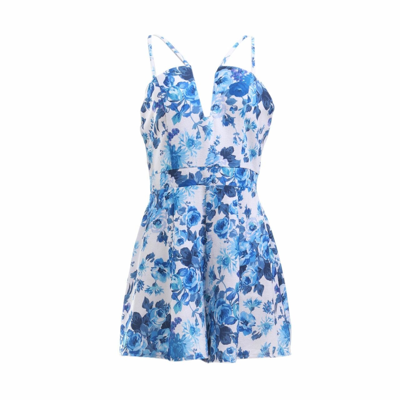 Valley Girl Blue & White Floral Jumpsuit