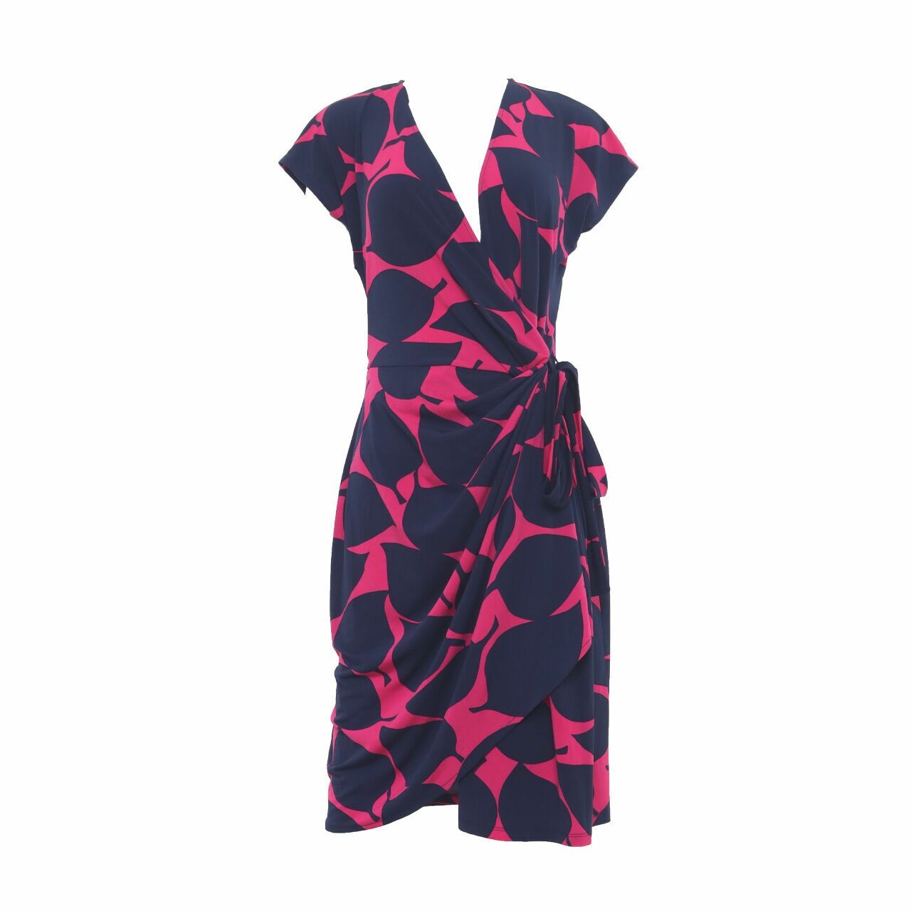 Maggy London Navy & Pink Wrap Mini Dress
