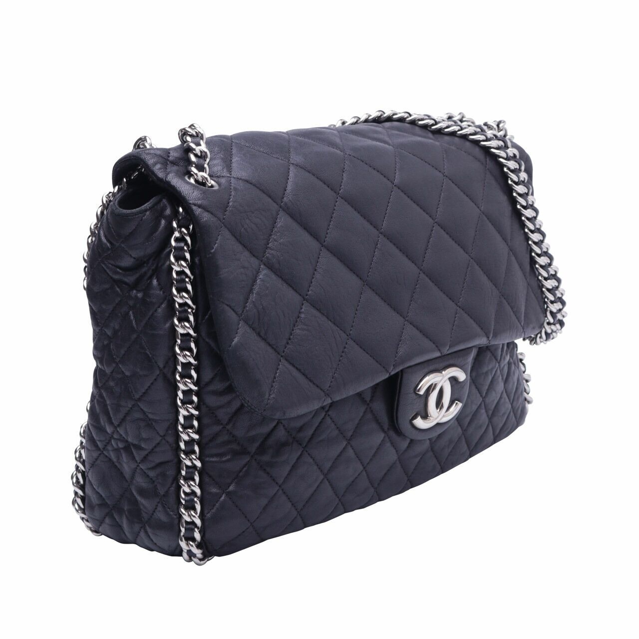 Chanel Black Chain Maxi Flap Shoulder Bag