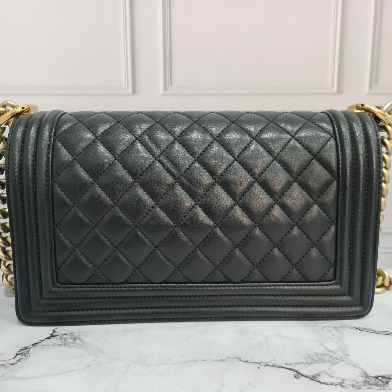 Chanel Boy Black Lambskin #23 GHW Shoulder Bag