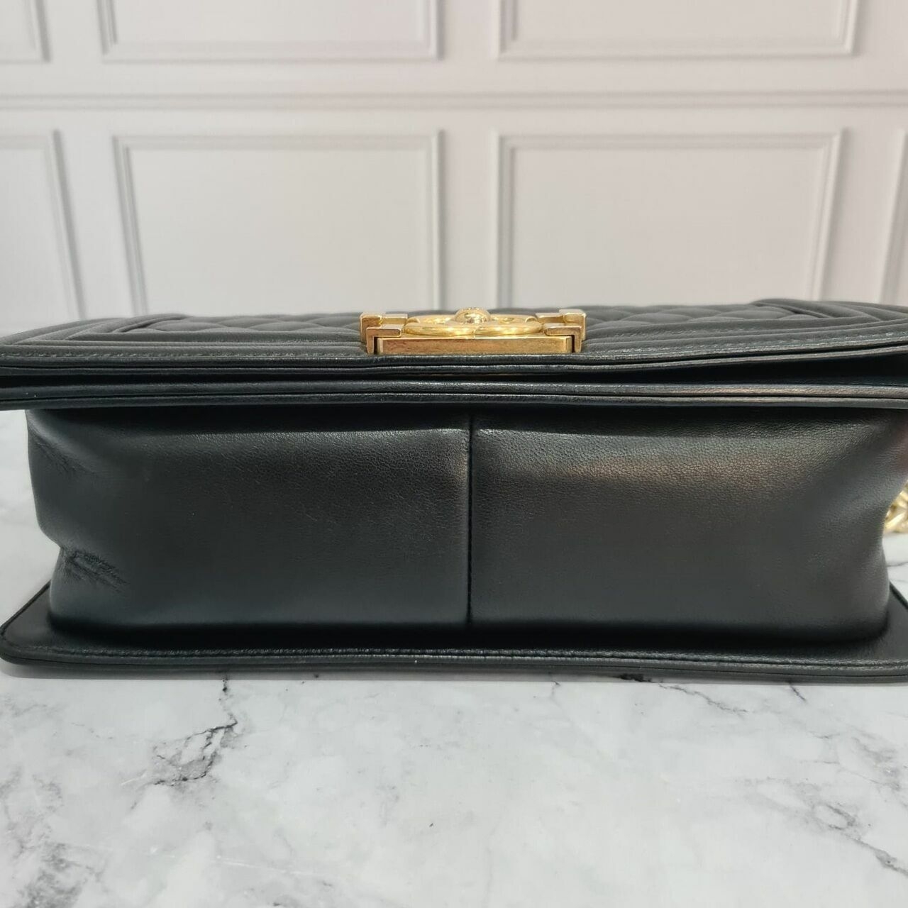 Chanel Boy Black Lambskin #23 GHW Shoulder Bag