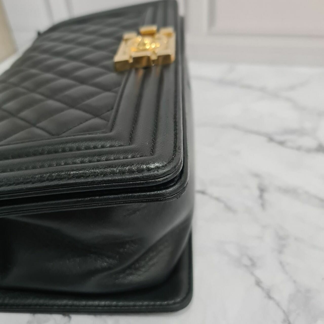 Chanel Boy Black Lambskin #23 GHW Shoulder Bag