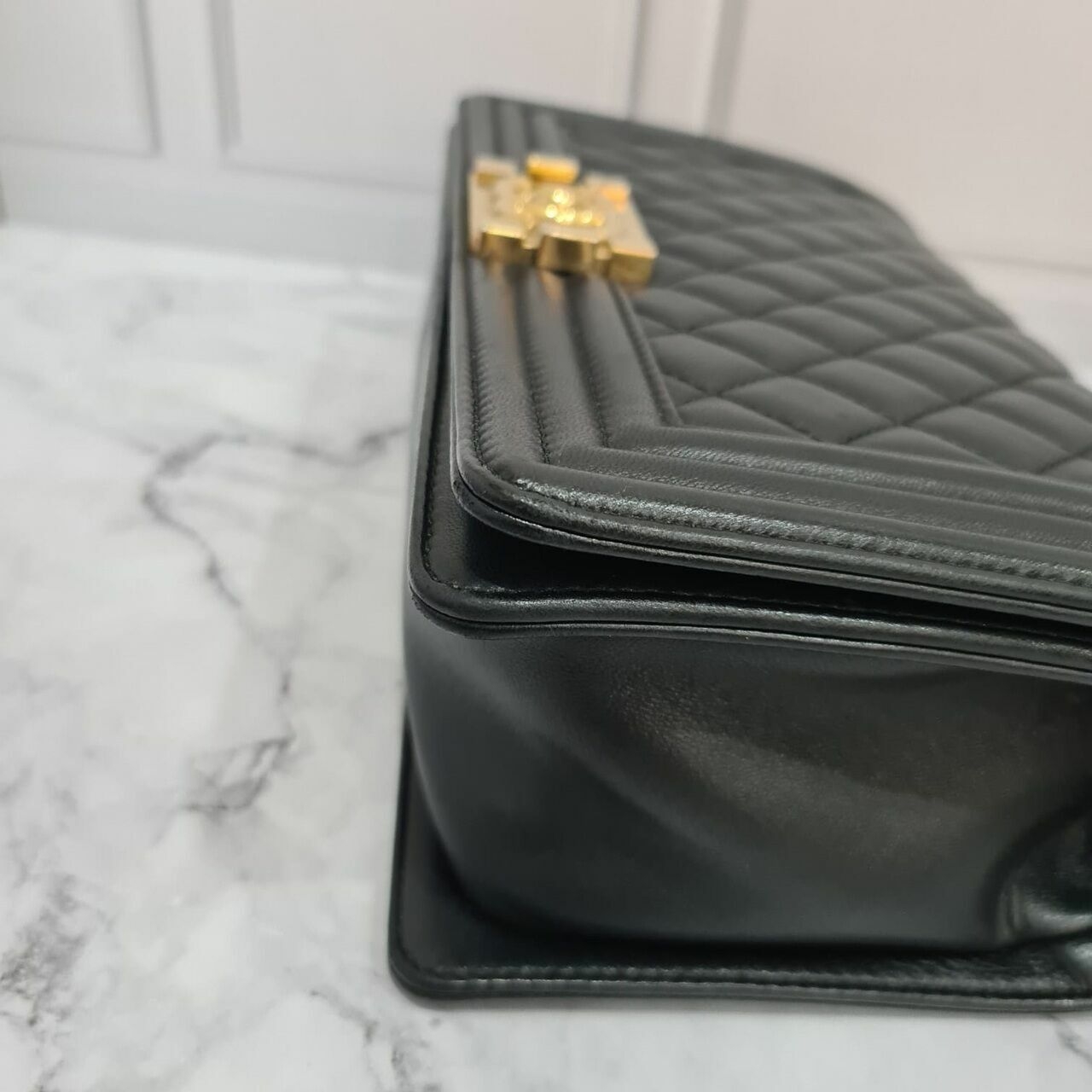 Chanel Boy Black Lambskin #23 GHW Shoulder Bag