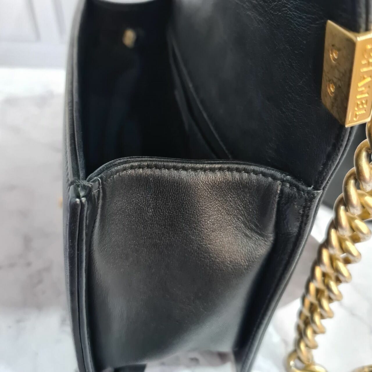 Chanel Boy Black Lambskin #23 GHW Shoulder Bag