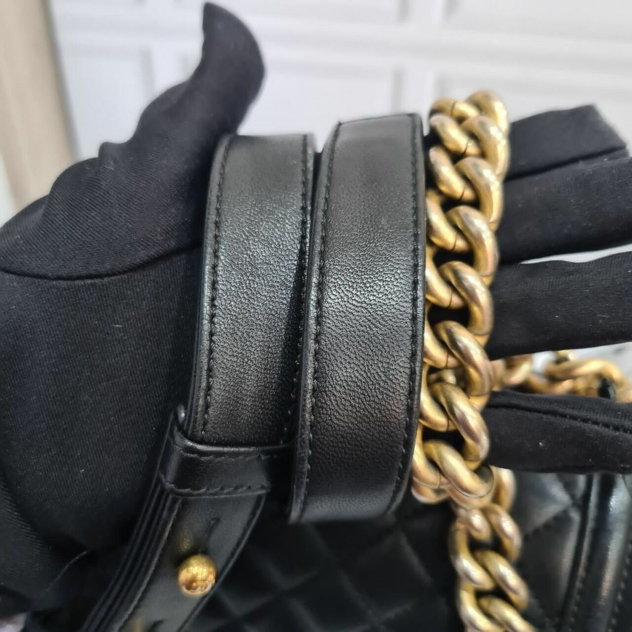 Chanel Boy Black Lambskin #23 GHW Shoulder Bag