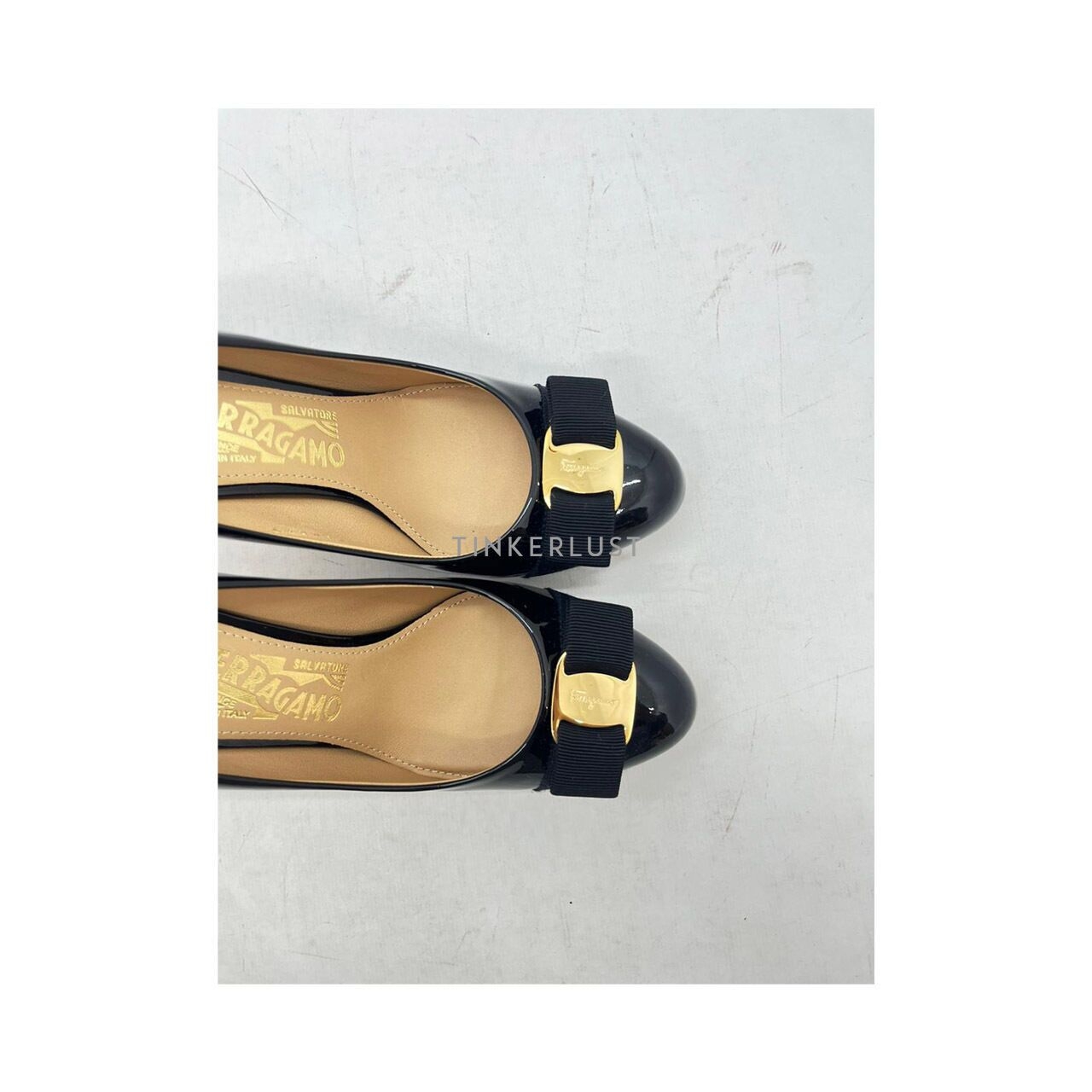 Salvatore Ferragamo Vara Black Patent Leather Heels