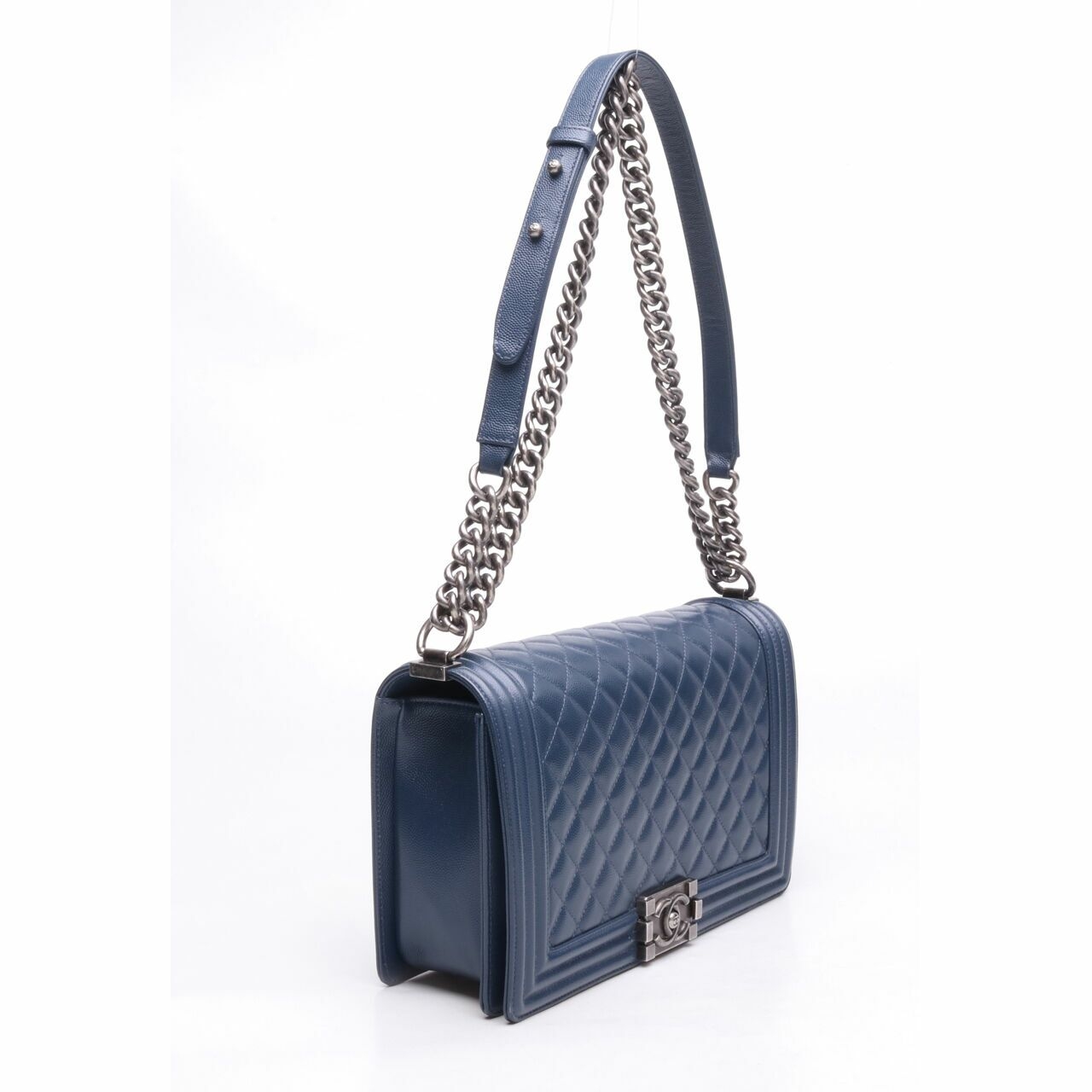 Chanel Caviar Boy 28 Navy RHW #25 Shoulder Bag