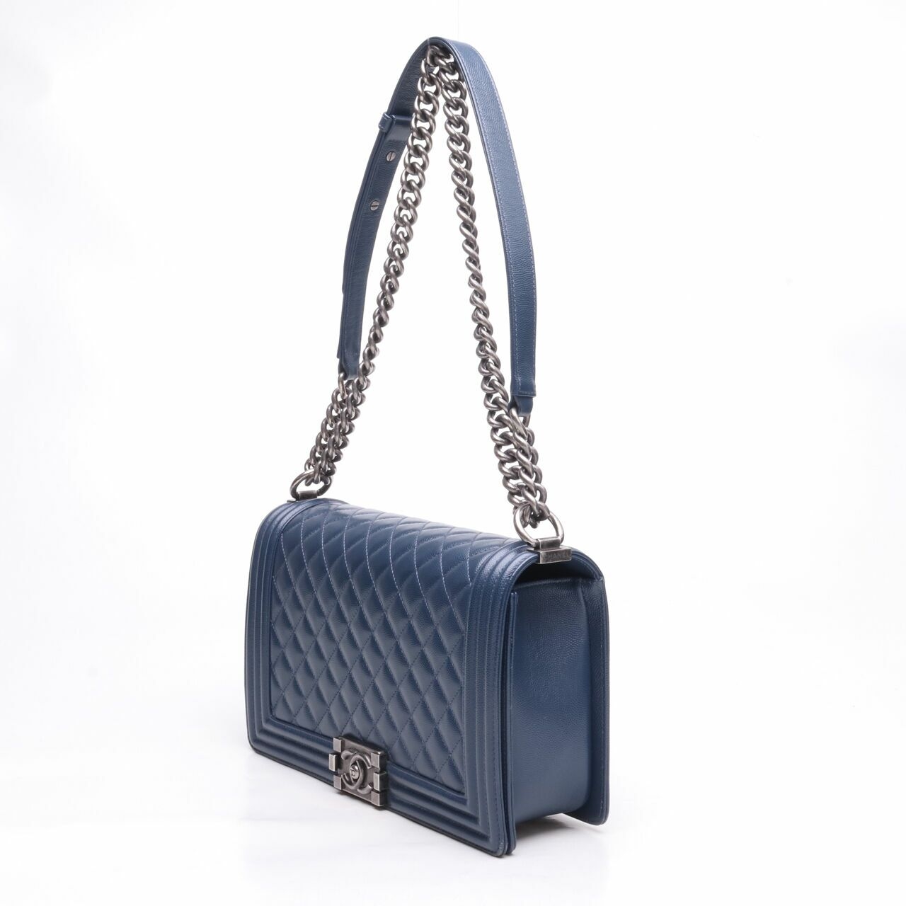 Chanel Caviar Boy 28 Navy RHW #25 Shoulder Bag