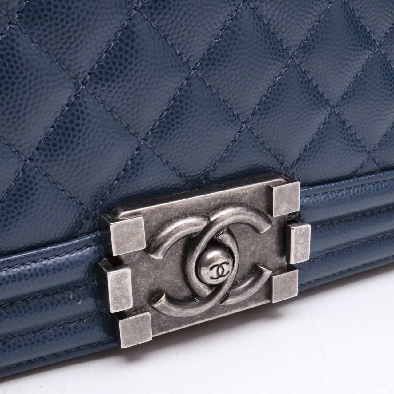 Chanel Caviar Boy 28 Navy RHW #25 Shoulder Bag